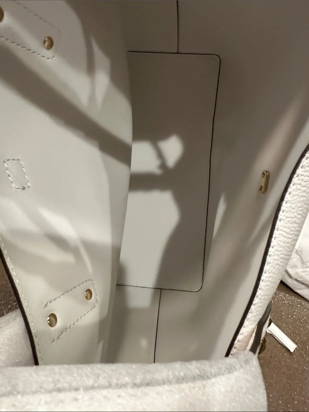 Michael Kors White Leather Shoulder Tote with Gold Hardware